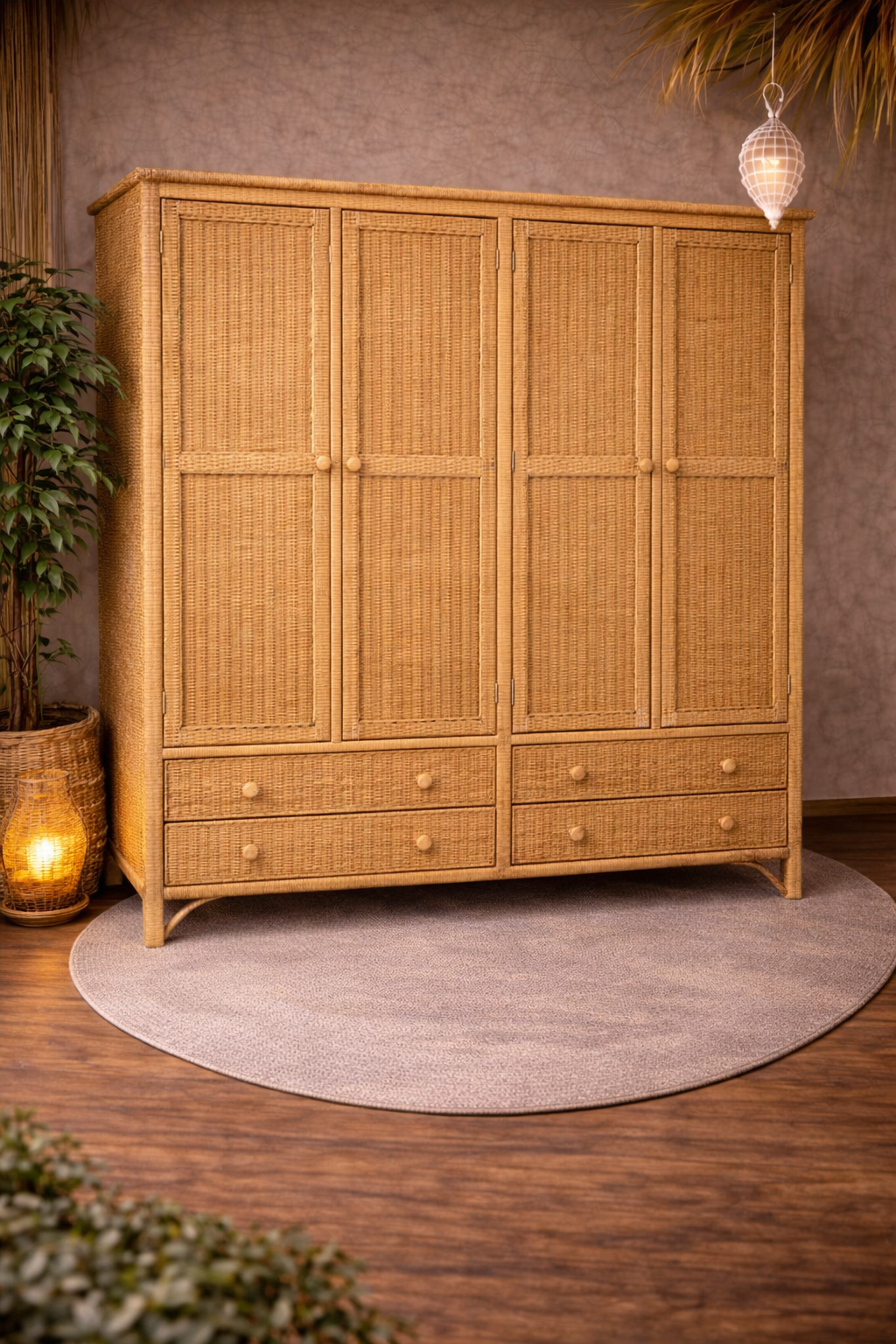 Armoire artisanale en fibres naturelles – Fabrication marocaine