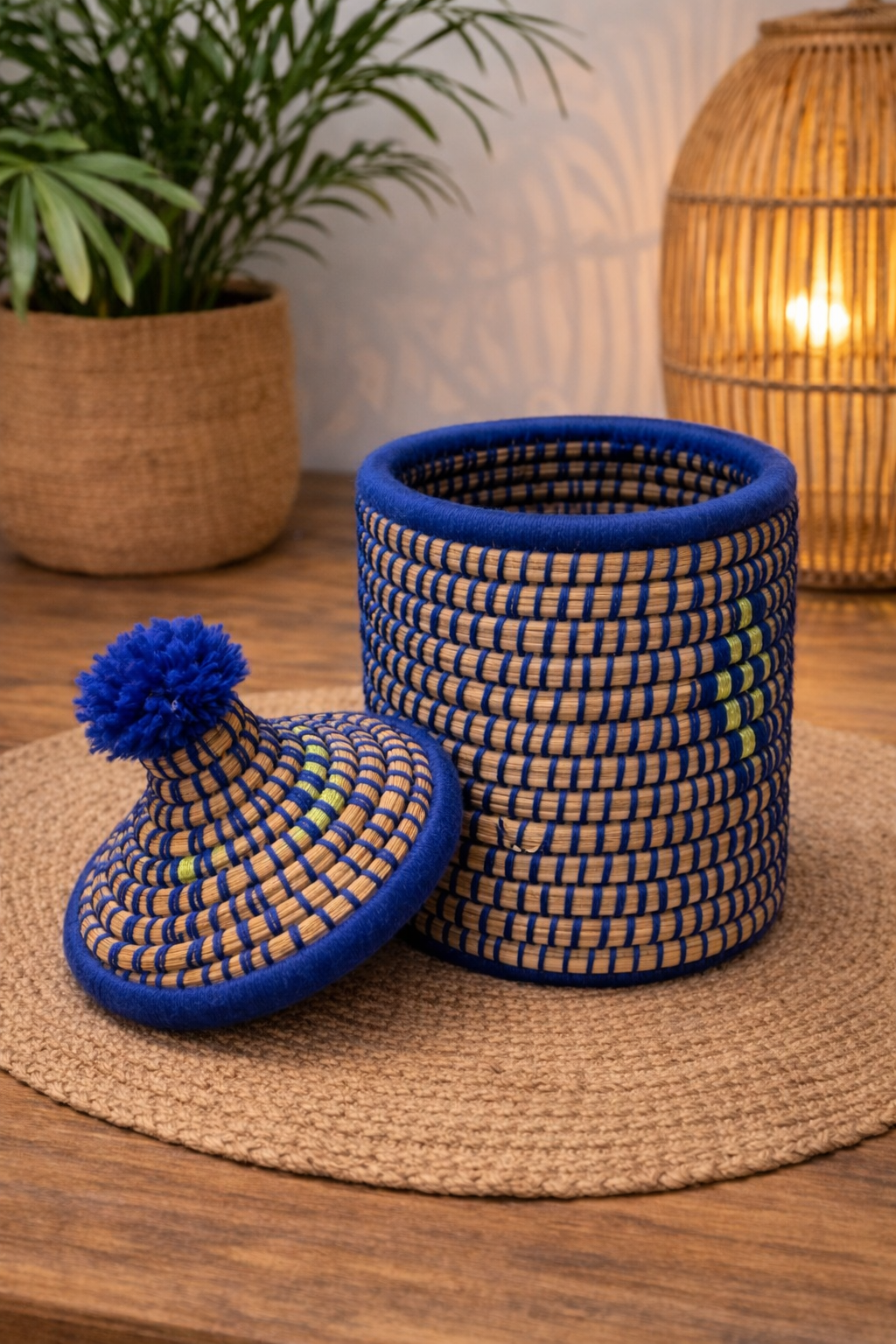PANIER BERBÈRE MAROCAIN BLEU