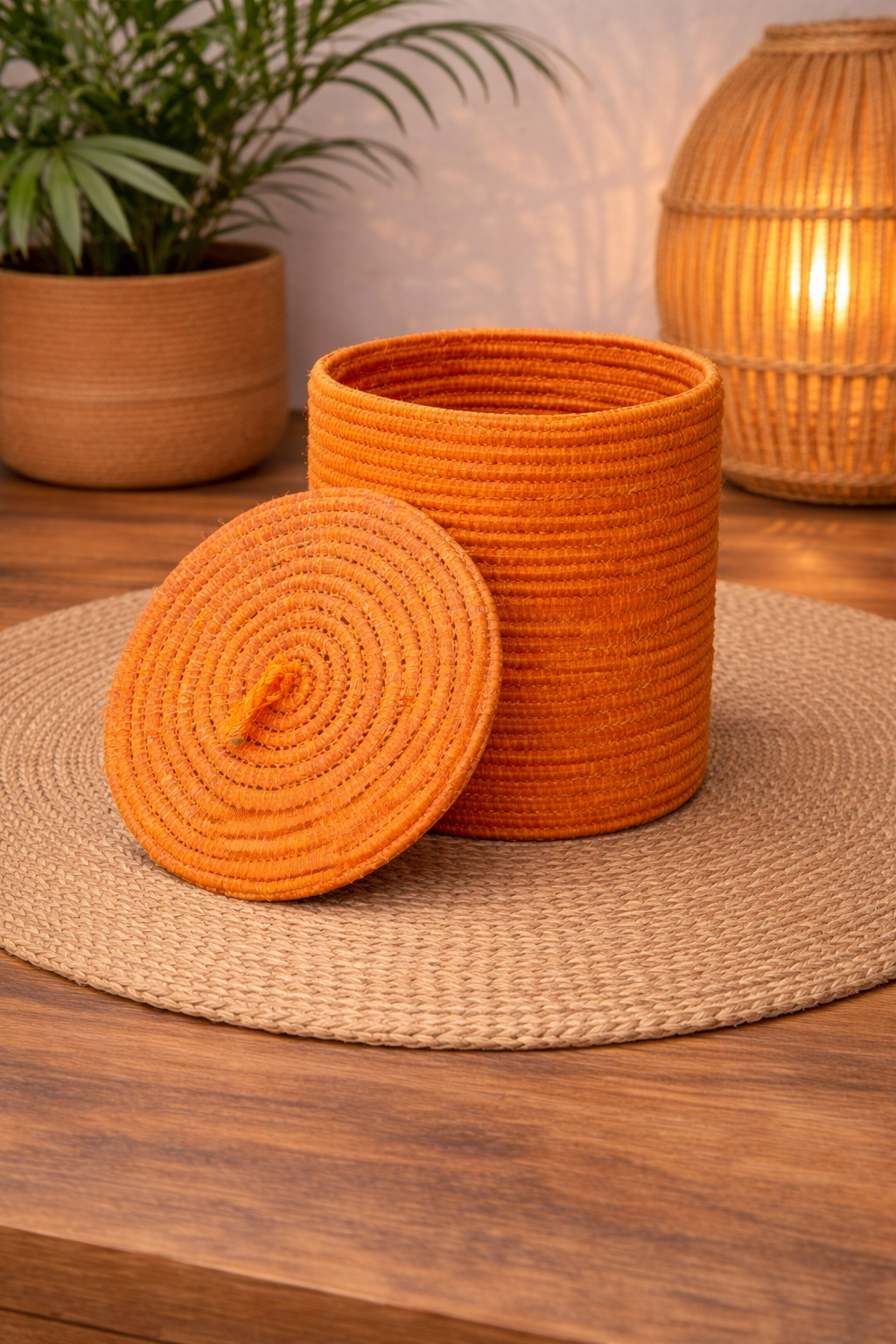 PANIER BERBÈRE ARTISANALE ORANGE