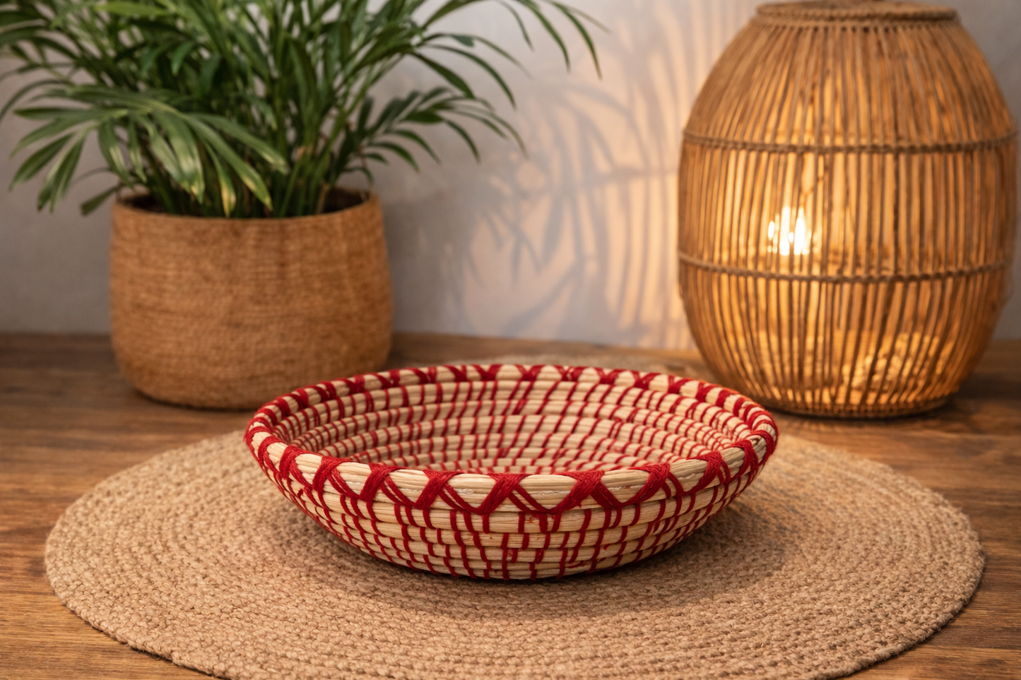 Corbeille marocaine artisanale rouge