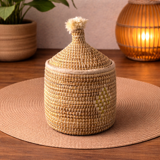PANIER BERBÈRE ARTISANALE BEIGE