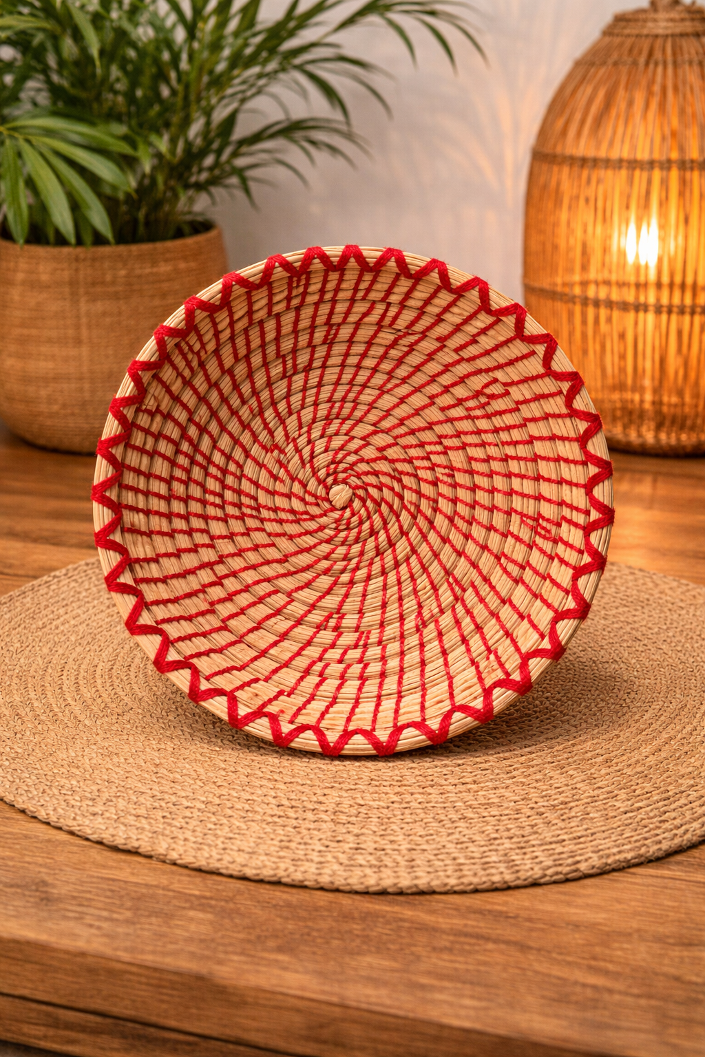 Corbeille marocaine artisanale rouge