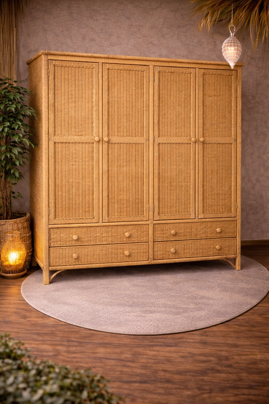 Armoire artisanale en fibres naturelles – Fabrication marocaine