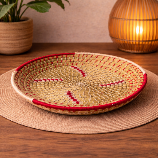 PLATEAU BERBÈRE ARTISANAL ROUGE & BEIGE