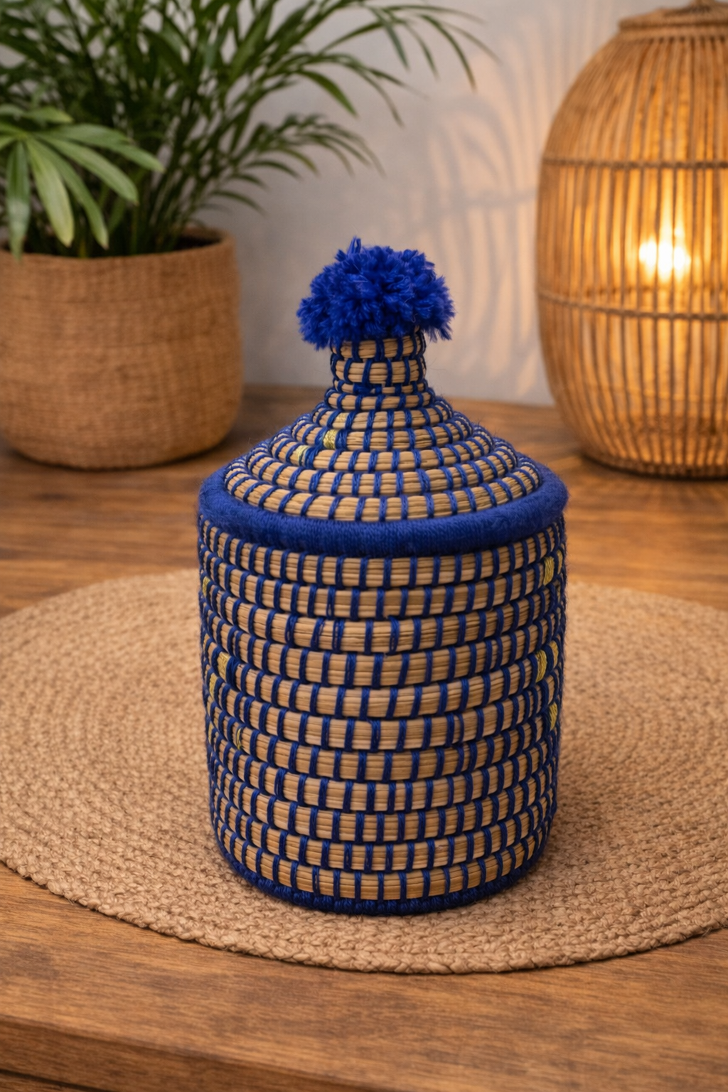 PANIER BERBÈRE MAROCAIN BLEU