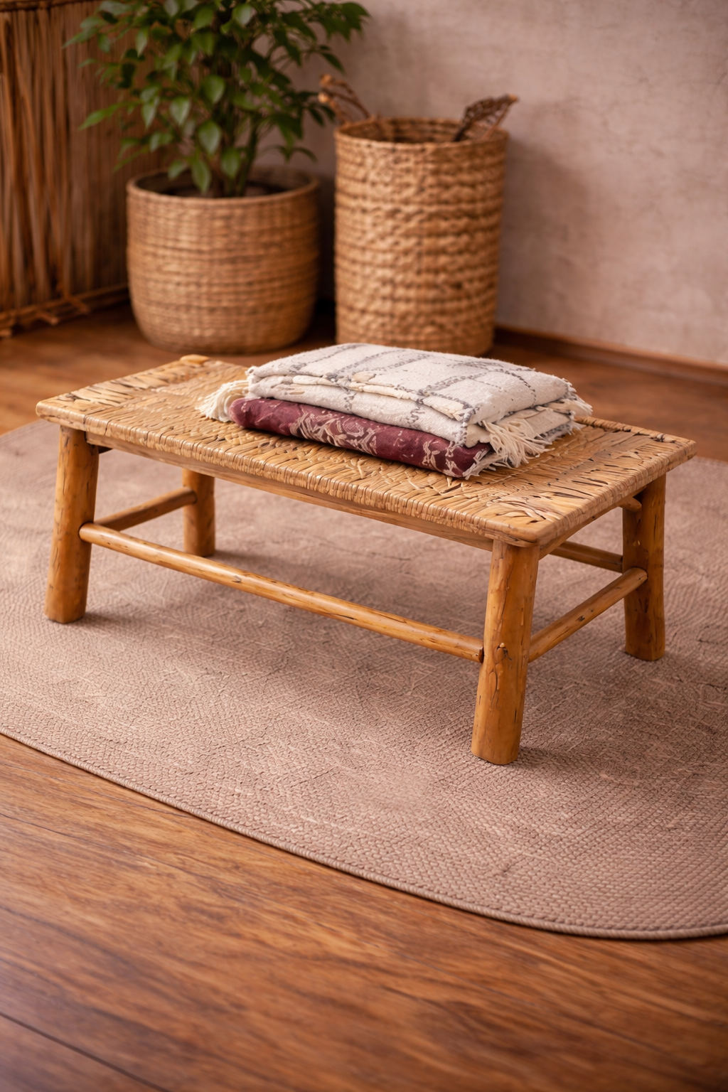 Banc artisanal en bois – Fabrication marocaine